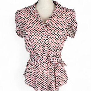 Heart soul sheer polkadot button up blouse